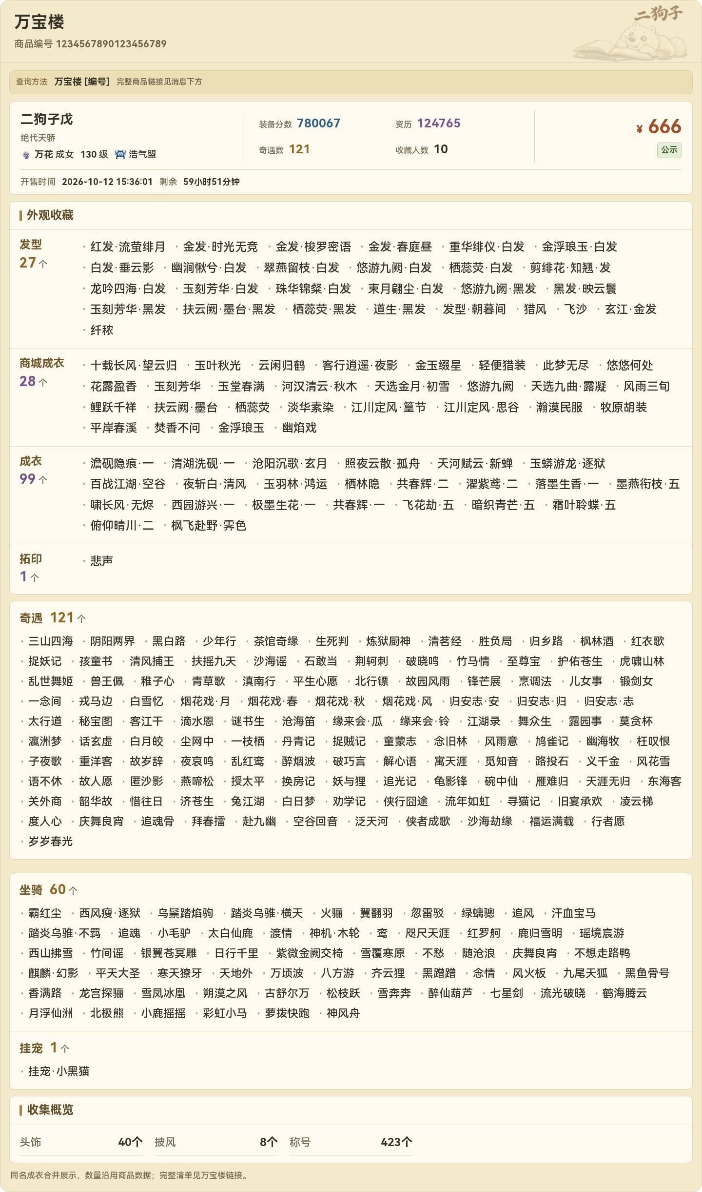 万宝楼角色资料